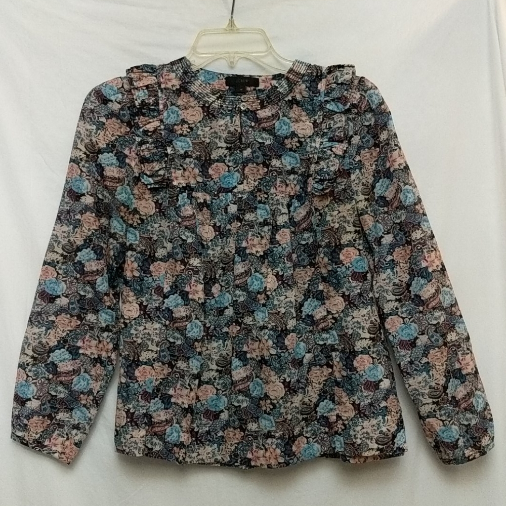 J. Crew floral print long sleeve top.